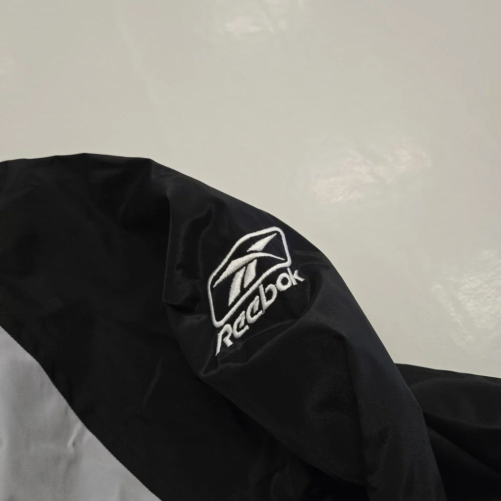 Vintage Reebok NFL On Field Jacket Black Oakland Raiders Windbreaker Med 90s Y2K